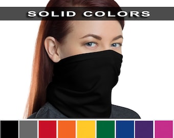 Solid Colors Washable Face Mask Neck Gaiter | 9 Colors