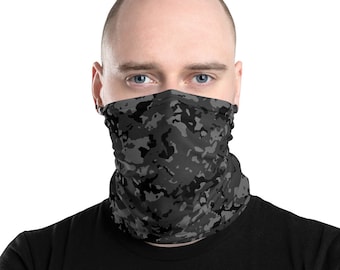 Black Grey Camo Washable Face Mask Neck Gaiter | Camouflage Face Mask