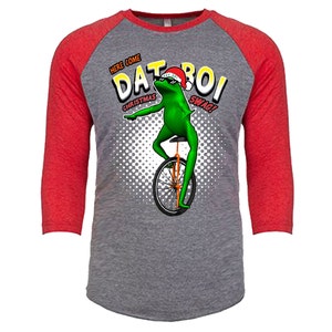 Here Come Dat Boi Christmas Swag!! - The Best Meme of the Year - Unisex Tri-Blend 3/4 Sleeve Raglan Baseball T-Shirt - XS-3XL 14 Colors!