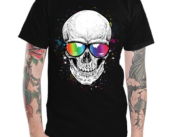 ◆24SS WKNDRS SKULL T-SHIRT/2色◆ Skull With Rainbow Shades T-shirt - Adult Unisex - We Carry