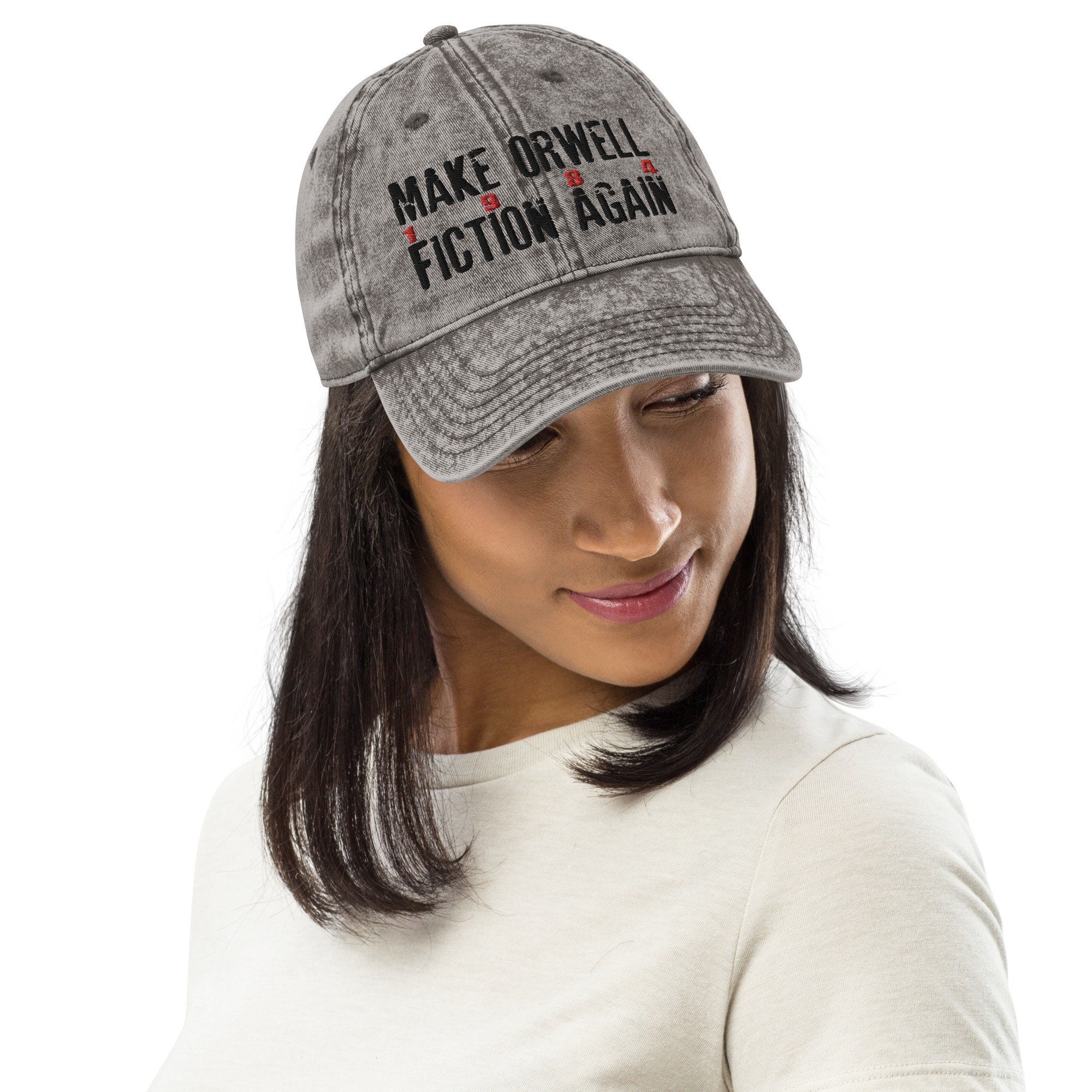 Make Orwell Fiction Again 1984 Embroidered Vintage Cotton Twill Cap Hat -   Canada