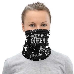 Rock N Roll Queen Washable Face Mask Neck Gaiter | Black