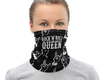 Rock N Roll Queen Washable Face Mask Neck Gaiter | Black