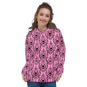 Gothic Skulls Baby Pink Unisex Hoodie XS-3XL
