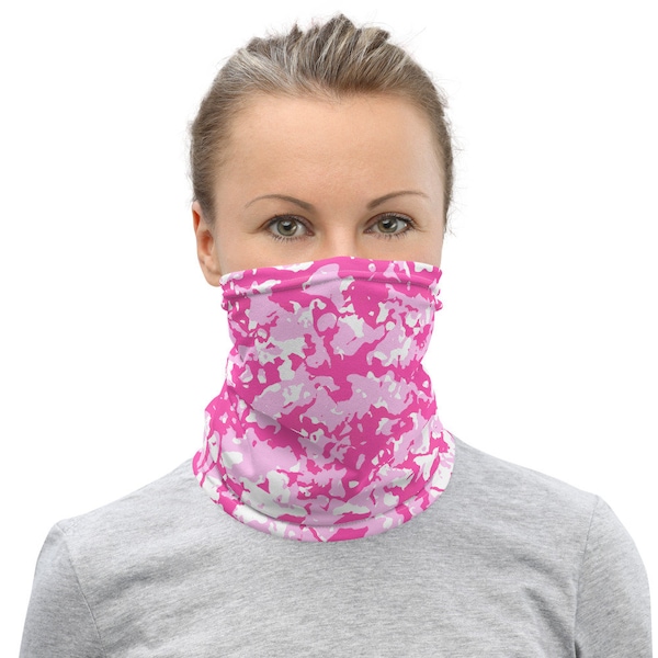 Pink Camo Washable Masque de visage Cou Gaiter (fr) Masque de visage de camouflage