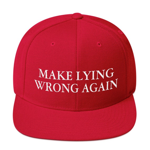 Make Lying Wrong Again Embroidered Snapback Hat Funny Maga | Etsy