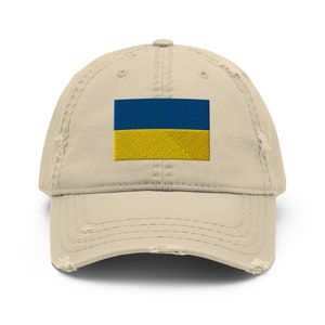 Flag of Ukraine Embroidered  Distressed Dad Hat