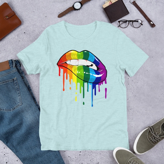 Gay Pride Shirt, Sexy Rainbow Lips LGBTQ T-shirt - Unisex Men