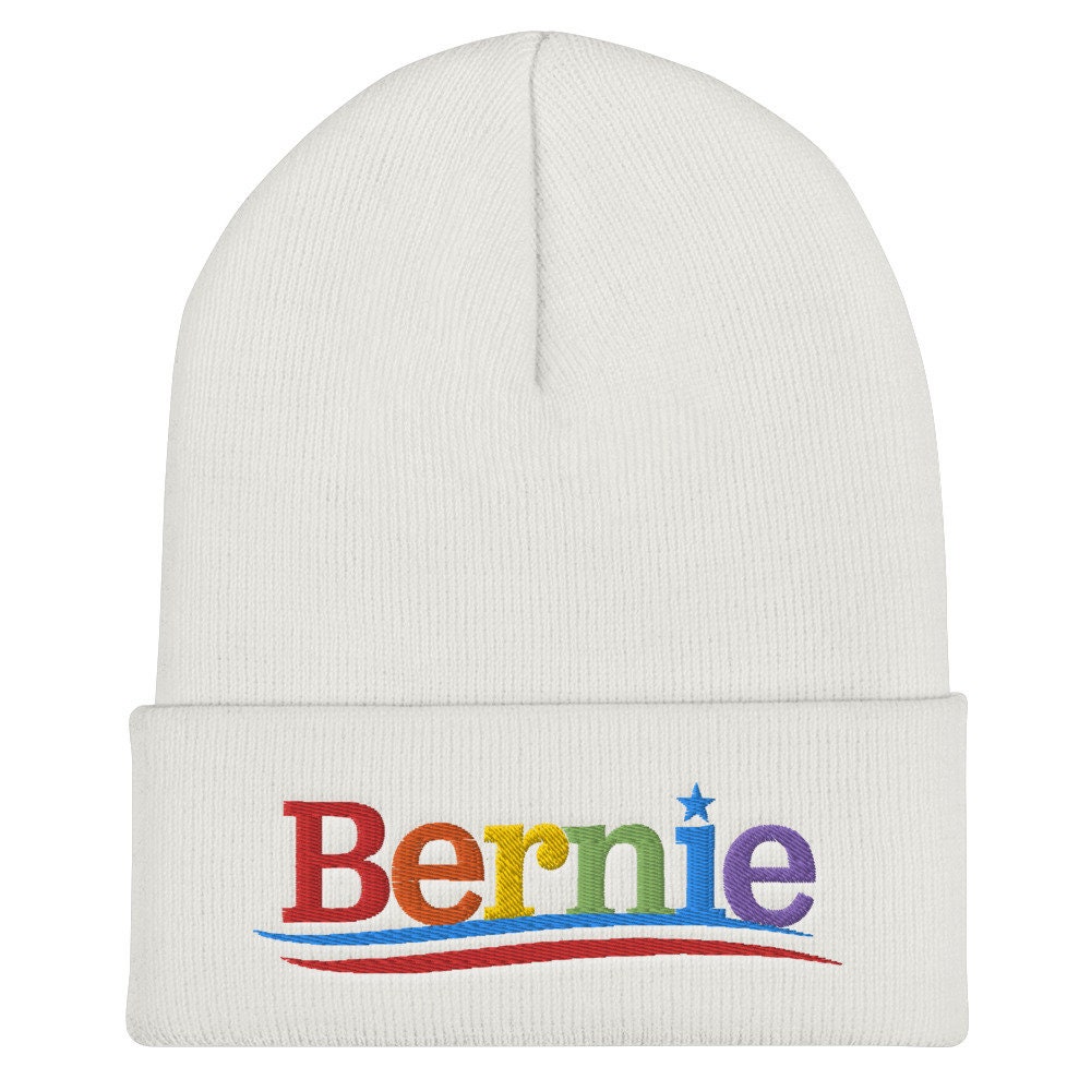 Bernie Gay Pride Rainbow Embroidered Cuffed Beanie Knit Hat | Bernie ...