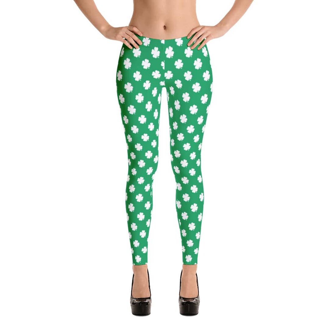 Shamrock Leggings White and Green Leggings in Capri, Leggings, & Yoga ...