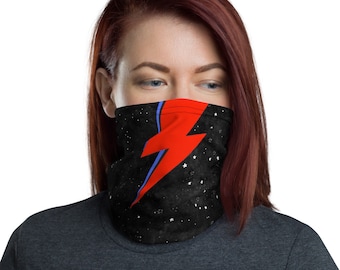 Red Lightning Bolt Washable Face Mask Neck Gaiter | Rock N Roll Mask