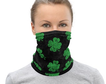 Distressed Shamrock Washable Face Mask Neck Gaiter | Irish St. Patrick's Day