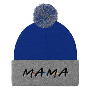 Mama Embroidered Pom Pom Knit Cap Hat | Mom Hat Mother&#39;s Day New Mom Mom&#39;s Birthday gift