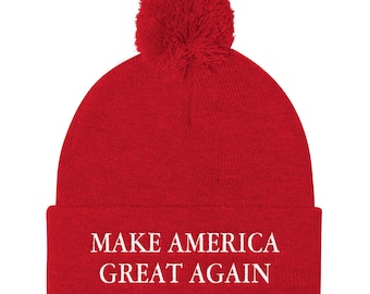 Make America Great Again Bordado Pom Pom Knit Cap / Donald Trump for President 2020, MAGA Hat, Republican Conservative Patriot #MAGA