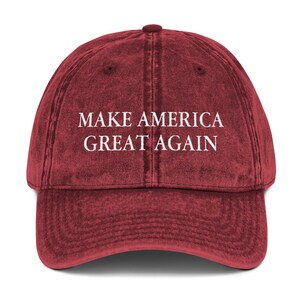 Make America Great Again Embroidered Vintage Cotton Twill Cap | Donald Trump for President Election 2020 Campaign MAGA Hat