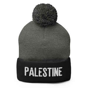 Palestine Embroidered Pom-Pom Beanie Knit Hat | #FreePalestine