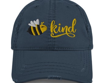 Bee Kind haftowany zniszczony kapelusz taty | Be Kind
