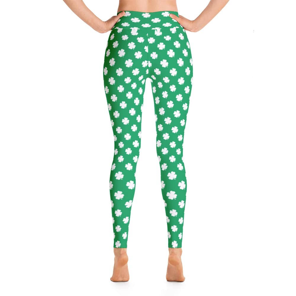 Shamrock Leggings White and Green Leggings in Capri - Etsy