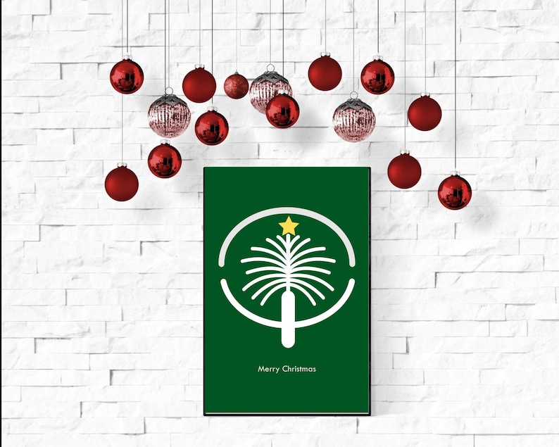 Palm Jumeirah Dubai Christmas Tree Affiche ou carte imprimable en téléchargement numérique instantané image 1