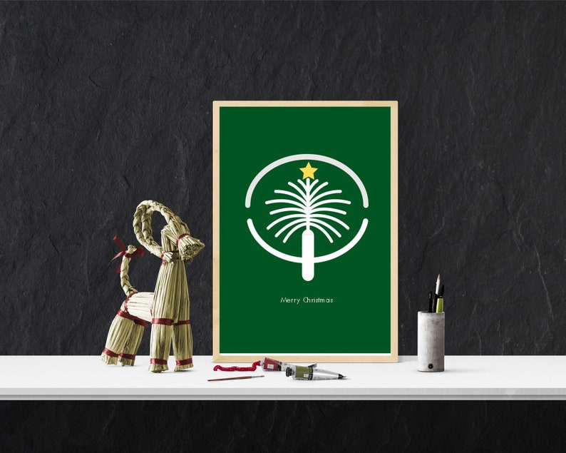Palm Jumeirah Dubai Christmas Tree Affiche ou carte imprimable en téléchargement numérique instantané image 3