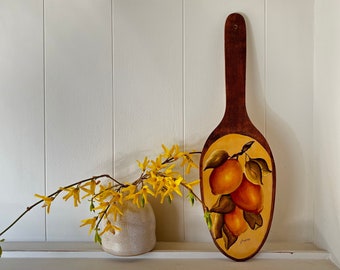 Mid Century Hand Painted Folk Art Bread Board, Unique Cottage Core Charcuterie Board, Wall Art