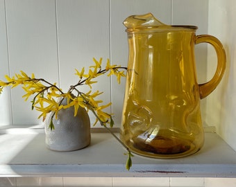 Vintage amber yellow pitcher, juice jug, sangria pitcher