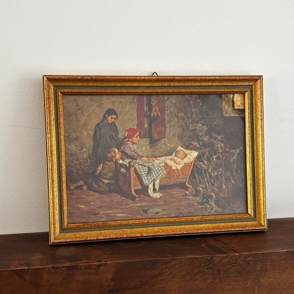 Vintage Framed Art Print, Inspired by or Precursor to “The New-Born Baby” by Luigi Rossi