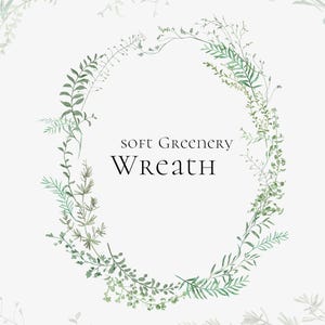 Watercolor Greenery Wreath Clipart PNG - Delicate Greenery Clipart - Botanical Clipart - Watercolor Leaves Wedding - Foliage Eucalyptus