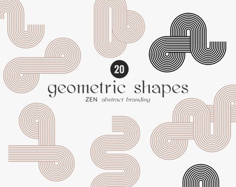 Ethereal Neutrals - Zen Geometric Abstract Elements Clipart, Beige retro Abstract Shapes, mystical shape, geometrical element digital PNG