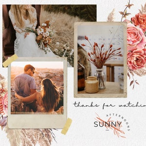Bohemian Bloom Pampas Grass clipart, boho dried palm leaves, floral watercolor roses, neutral elements, dried flowers digital PNG image 5