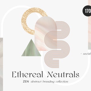 Neutrales etéreos: imágenes prediseñadas de fondos abstractos, fondo degradado, marcas Zen de formas abstractas, elementos de texturas de tonos tierra PNG