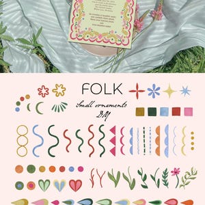 Folk Art Clipart, Whimsy Folklore Frames PNG, Quirky Botanic Folkart ...