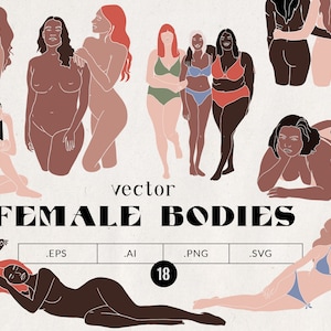 Vielfalt Frauen Körper & Porträts, Vektor abstrakte Frau Silhouette Clipart, weibliche Illustration, Körper Positivität, Gleichheit Clipart, Png Svg