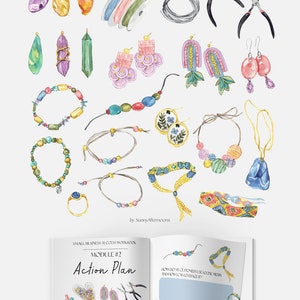 Watercolor Jewelry Making Clipart, Hand Made Bracelets Necklace Pendant ...