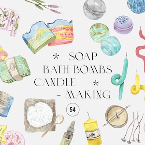 Acuarela hecha a mano jabón haciendo imágenes prediseñadas, fabricación de velas, bombas de baño elaborando ilustraciones, velas dobladas hechas a mano clip art Artesanías PNG