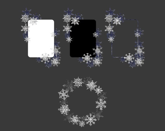 Snowflakes winter background. Holiday silver frost snowflake template, By  WinWin_artlab