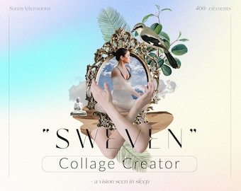 Sweven - Collage Creator, collages surrealistas DIY clipart, elementos de diseño recortados, álbum de recortes digital, paquete de gráficos digitales, uso comercial PNG