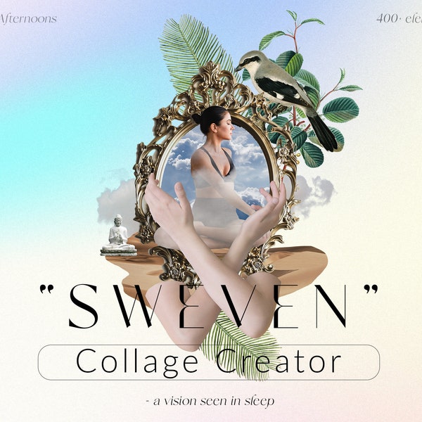 Sweven - Collage Creator, collages surréalistes DIY clipart, découper des éléments de conception, scrapbook numérique, bundle de graphiques numériques, usage commercial PNG