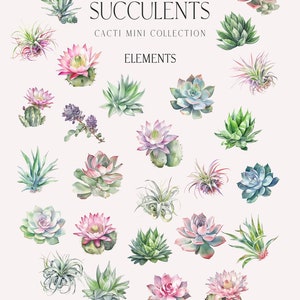 Succulents Watercolor Clipart, Pastel Succulent & Cacti Wreath ...