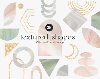 Ethereal Neutrals - Zen Abstract Elements Clipart, Gradient Abstraction Shapes, Earth tones textures mystical geometric shapes element PNG