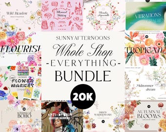 Whole Shop Bundle from SunnyAfternoons over 20,000 files, Everything Bundle, Big Entire Store Clipart Bundle, Watercolor Clipart Bundle