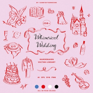 Grillige bruiloft zeer fijne tekeningen SVG - eigenzinnige doodles Dolce Vita bruiloft pictogrammen voor uitnodigingen - Hand getrokken golvende kronkelende kunst - coquette doodles lineart