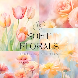 Zachte pastelkleurige bloemenachtergronden, bloemen digitaal papier Pastel bloemenpapier Scrapbookpapier bloemachtergrond, commercieel gebruik, digitaal papier