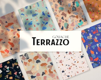 Terrazzo SET Seamless Patterns, Modern Design set, Terrazzo Mosaic Abstract ClipArt Backgrounds, Colorful Digital Papers, paint texture