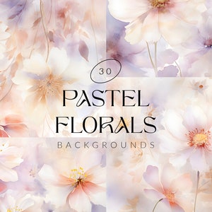 Sfondi floreali pastello, carta digitale floreale Carta floreale pastello Scrapbook Sfondo fiore di carta, uso commerciale, carta digitale
