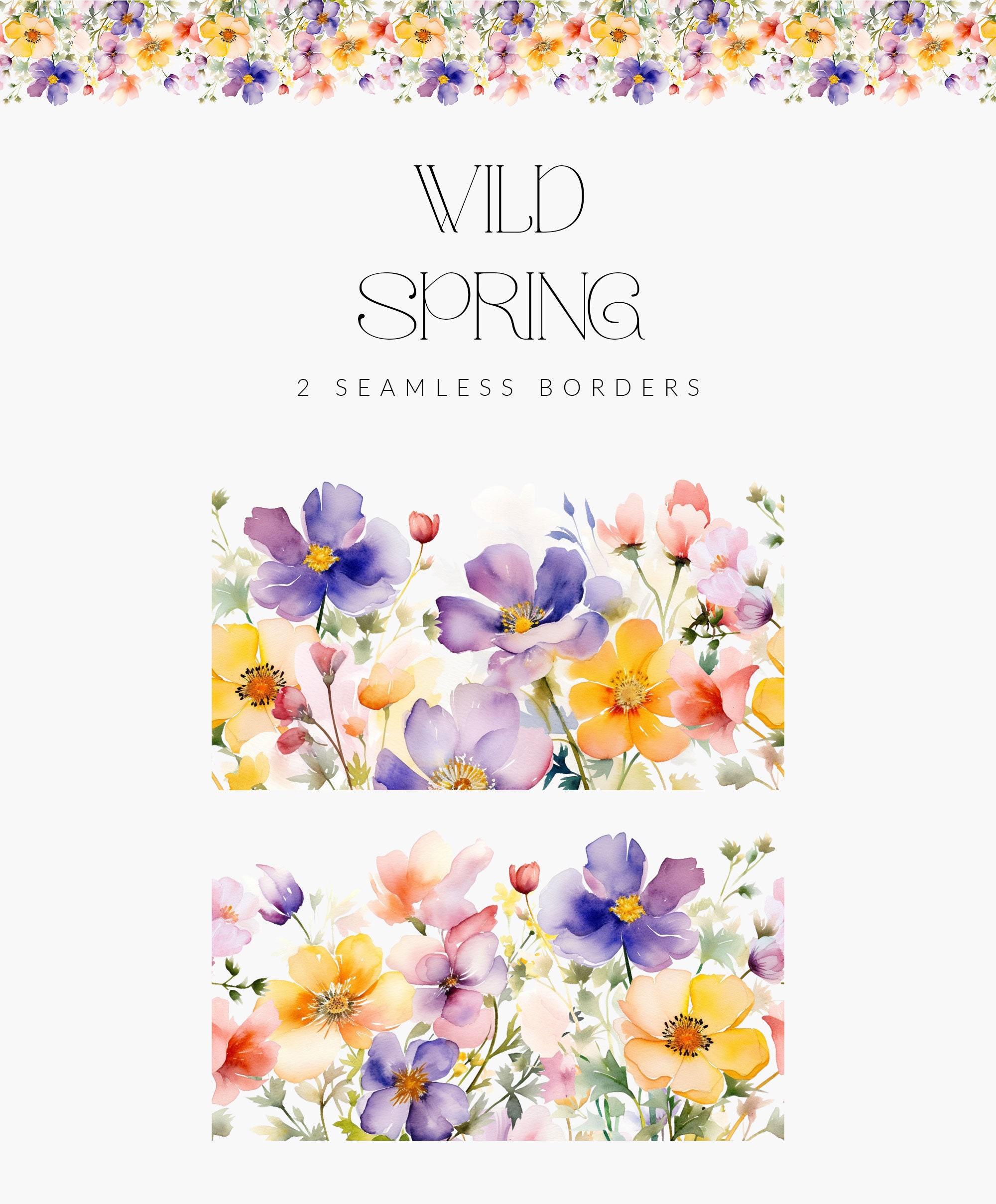 Watercolor Spring Flowers Clipart - Wild Spring Floral Clipart - Bright ...