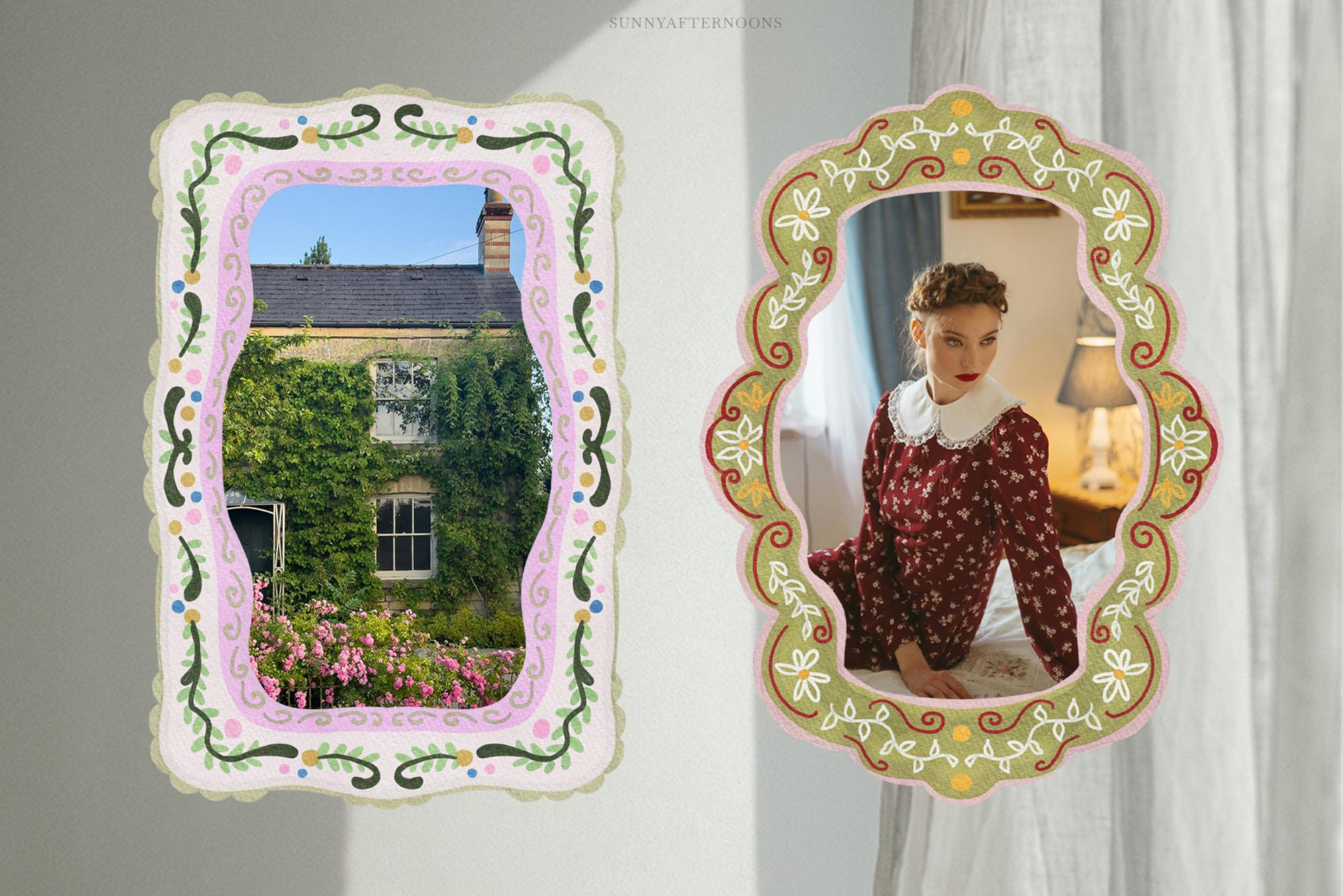 Hand-drawn Folk Frames Clipart, Rustic Frame Clipart, Cottagecore Frame ...