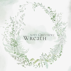 Soft Greenery Wreath watercolor clipart, Delicate Leaves, Foliage wreaths, Forest Wedding floral clipart png, Digital Frame download