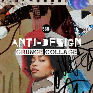 Anti-Design Grunge Collage, collages rebelles DIY clipart, éléments de conception découpés, paquet de scrapbooking numérique, graffiti vintage des années 90, papiers
