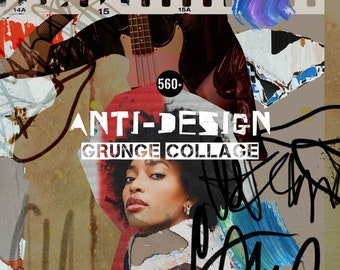 Anti-Design Grunge Collage, rebelse collages DIY clipart, uitgesneden ontwerpelementen, digitale plakboekbundel, vintage jaren '90 Graffiti, papieren